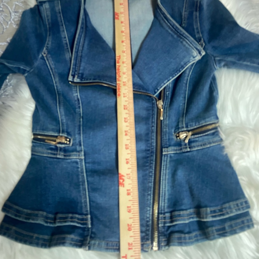 White House Black Market Sz 00 Women’s Blue Jean Jacket - Picture 8 of 13